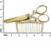 Gold Plated Swarovski Crystal Scissors & Comb Pin 1020040